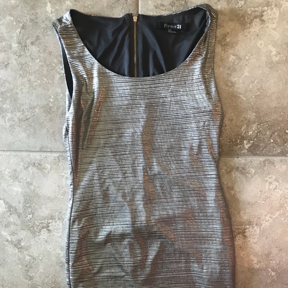 Forever 21 Dresses & Skirts - Forever 21 silver shiny BEAUTIFUL dress! NWOT SMLL